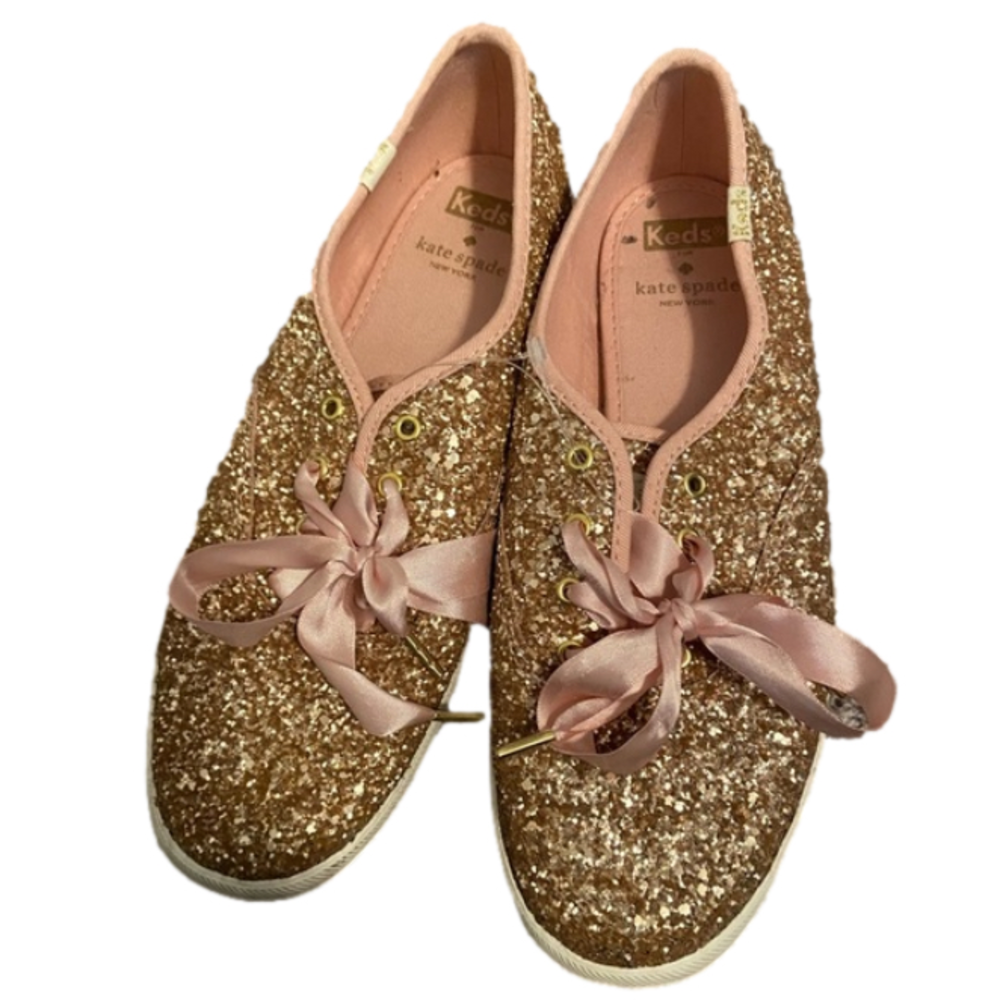 Kate spade rose gold glitter Ked sneakers size 8